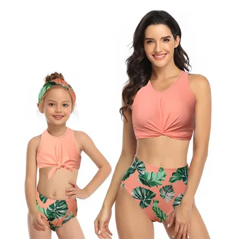 Ģimenes Saskaņojot Tērpiem Sieviete& Meiteni Vest Tipa Peldkostīms Māte& Meita divdaļīga Bikini Bērnu peldkostīms Mazulis Peldkostīmi