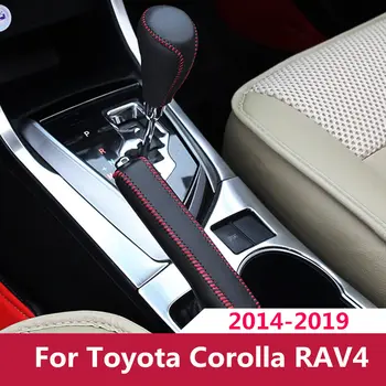 Īstas Ādas Automašīnas Pārnesumu Pārslēgšanas Slēdzis Rokas Satver uz Lietu Piedurknēm Toyota RAV4, Corolla 2017 2018 2019 Piederumi