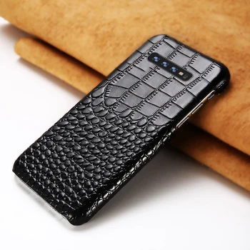 Īstas Ādas telefonu gadījumā Samsung S10 S9 plus S8, ņemiet vērā, 9 8 A9 2018 luksusa krokodils tekstūra gadījumā Samsung A71 A51 A70 A50