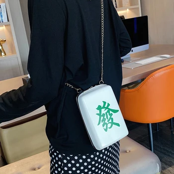 Ķīna Mahjong Drukāšanas Plecu Somas Sieviešu Crossbody Maisa Ķēžu Valsts Savvaļas Dizainers Pu Leather Messenger Soma Sieviešu Gudrs