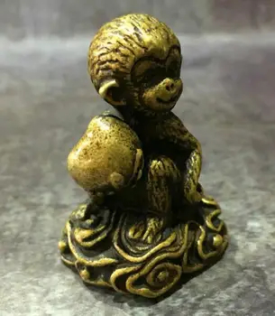 Ķīna kolekcija archaize misiņa pērtiķis persiku maza statuja