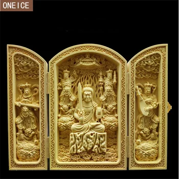 Ķīnas Budas statuja skulptūru tīra koka griešanai 3 atveriet locīšanas Budas statuja home decoration accessories Koka Buda Kuģiem