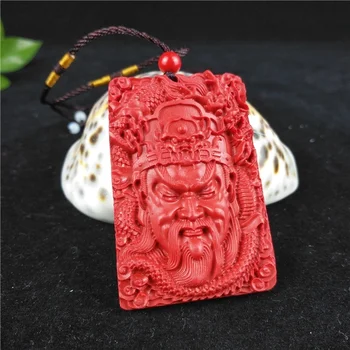Ķīnas Dabas Red Organisko Cinobra Guangong Kaklarota Pūķis Kulons Vīriešiem Laimīgs Šarmu Juvelierizstrādājumu Budisms Amuletu Karstā