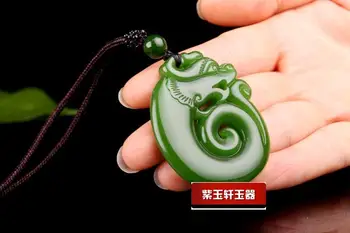 Ķīnas Green Jade Dragon Kulons, Kaklarota, Juvelierizstrādājumu Modes Roku Cirsts Atpūsties Dziedināšanas Cilvēks Sievietes Veiksmi Dāvanas Amulets
