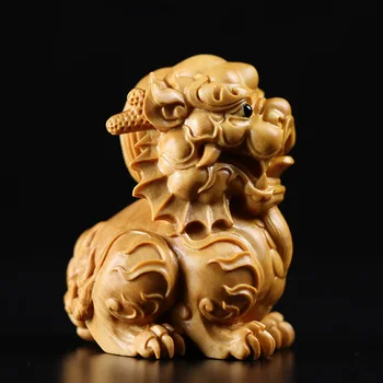 Ķīniešu Pūķis dzīvnieku Kylin koka pi xiu skulptūru statuja Zodiaka telpu dekorēšana laimīgais pūķis dekori mājas piederumi