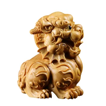 Ķīniešu Pūķis dzīvnieku Kylin koka pi xiu skulptūru statuja Zodiaka telpu dekorēšana laimīgais pūķis dekori mājas piederumi