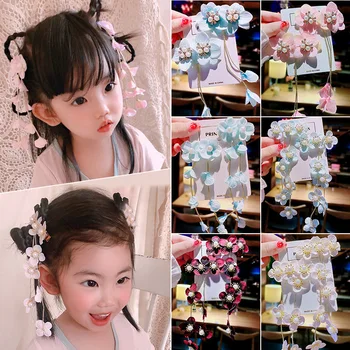 Ķīniešu Stila Matu Rotas Bērnu Hanfu Galvassegu Cute Meitenes Baby Ziedu Galvas Ziedu Matadatu Vēja Antīko Matadatu Pusē Cli