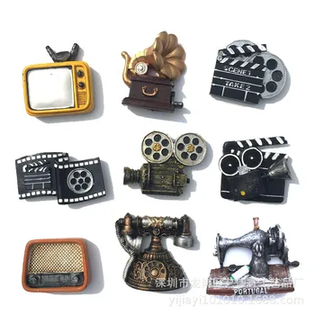 Ķīniešu Stilā Vintage Ledusskapis Magnēti, Antikvariāts, TV Motors Filmu Projektoru 3D Ledusskapis Mājas Virtuvē Apdares Tūrisma Suvenīri