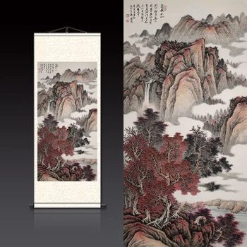 Ķīniešu glezniecības Guilin Dekorācijas zīmēšanas dzīves telpu dekorēšana zīda apgleznošana ritiniet