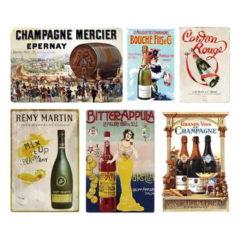 Šampanietis Vīna Dzelzs Plakātu Vintage Metāla Skārda Pazīmes, Bārs, Krogs, Klubs Cilvēks Alas Sienas Dekoratīvos Šķīvjus Retro Plāksne Mājas Dekoru 20x30cm