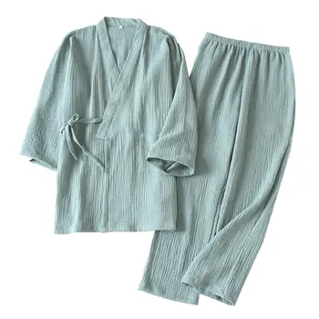 Šanhajas Stāsts Japāņu Stils, divdaļīgs Kostīms Kokvilnas Peldmētelis Pidžamu Kimono, Peldmēteļi Sleepwear uz Pāris