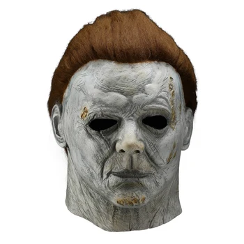 Šausmu Michael Myers LED Halloween Nogalina Maska Cosplay Drausmīgs Slepkava Pilnu Sejas Lateksa Ķivere Halloween Puse Tērpu Aksesuārus