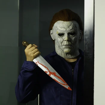 Šausmu Michael Myers LED Halloween Nogalina Maska Cosplay Drausmīgs Slepkava Pilnu Sejas Lateksa Ķivere Halloween Puse Tērpu Aksesuārus