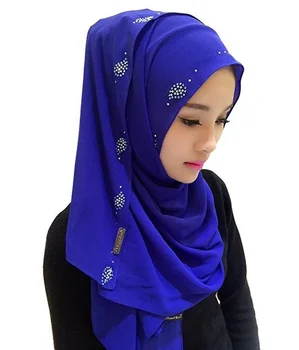 Šifona Hijab Musulmaņu Rhinestone Paisley Modelis Hijab Šalles Pilnībā Segtu Turban Sieviešu Instant Hijab Stiept Jersey Klp Lakatu