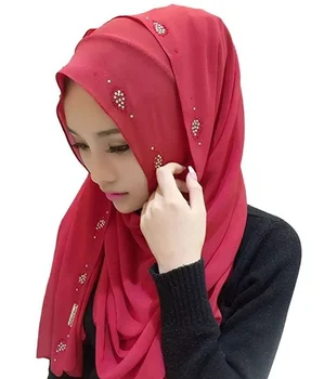 Šifona Hijab Musulmaņu Rhinestone Paisley Modelis Hijab Šalles Pilnībā Segtu Turban Sieviešu Instant Hijab Stiept Jersey Klp Lakatu