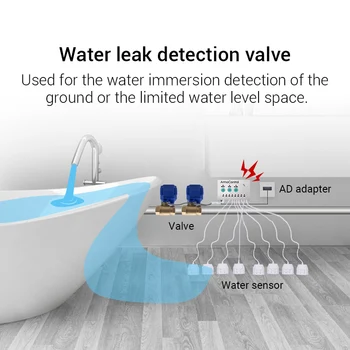 Ūdens Noplūdes Aizsardzība pret Ūdens Noplūdes Sensors Detektoru Trauksmes Sistēma Smart House Drošības 2gab Vārsts DN15
