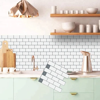Ūdensizturīgs Mājas Mizu Stick pašlīmējošās Virtuves Backsplash Sienas 3D Mozaīkas Flīzes