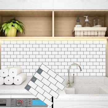 Ūdensizturīgs Mājas Mizu Stick pašlīmējošās Virtuves Backsplash Sienas 3D Mozaīkas Flīzes